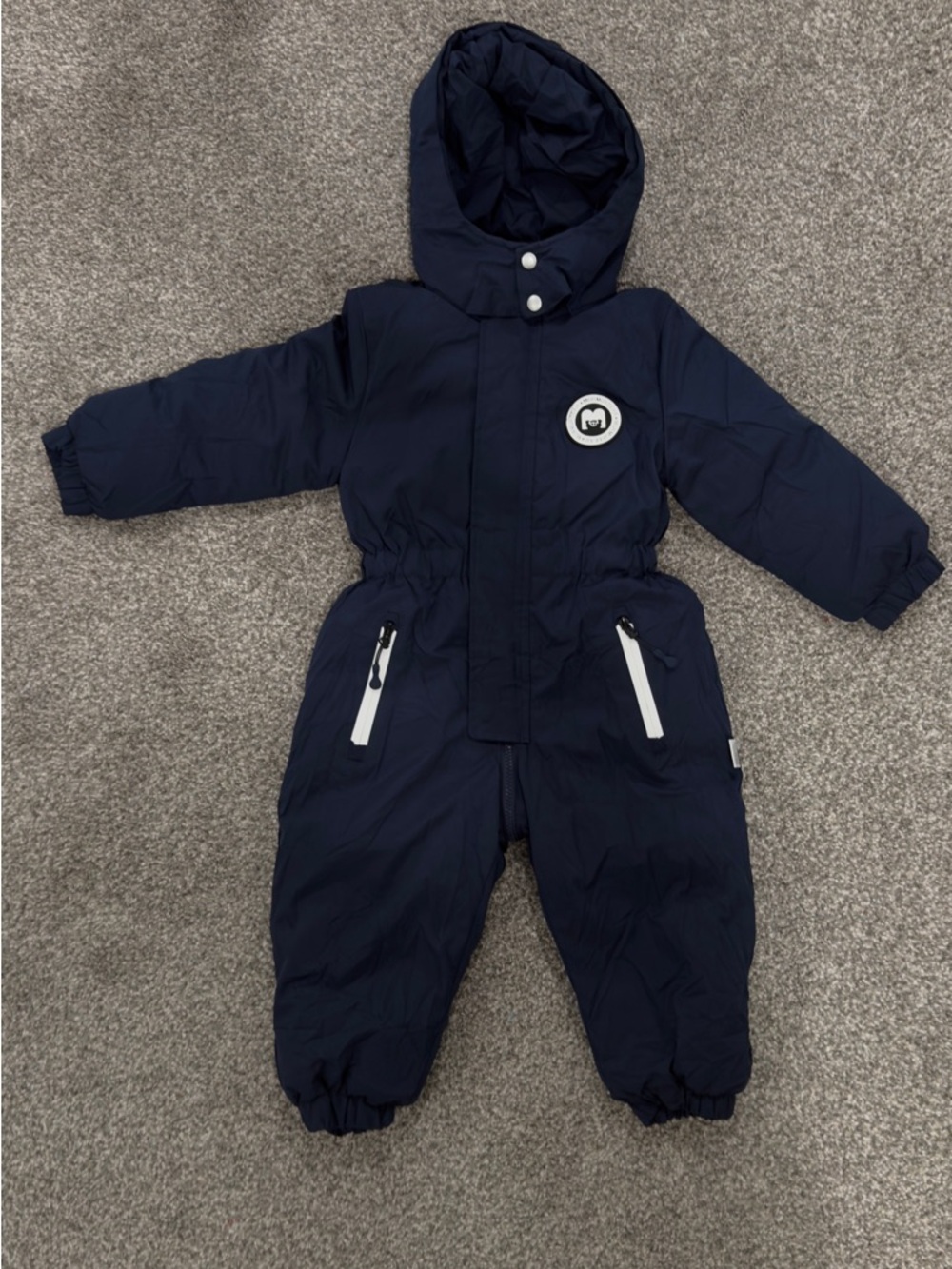 Kids Navy Puffer Snowsuit with Hood